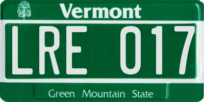 VT license plate LRE017