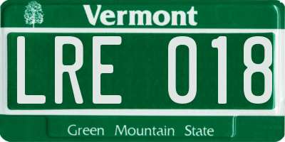 VT license plate LRE018