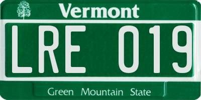 VT license plate LRE019