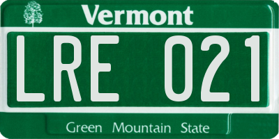VT license plate LRE021