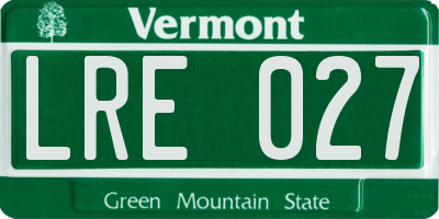VT license plate LRE027