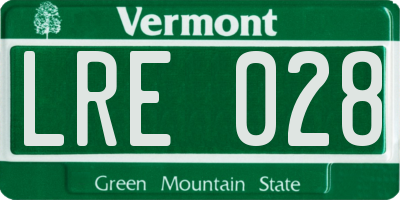 VT license plate LRE028