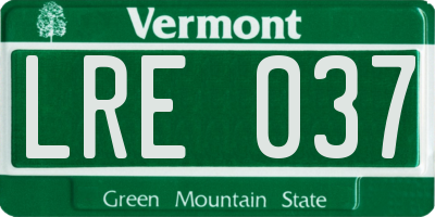 VT license plate LRE037