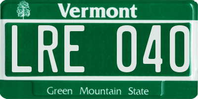 VT license plate LRE040