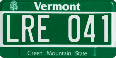 VT license plate LRE041