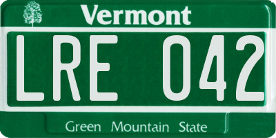 VT license plate LRE042