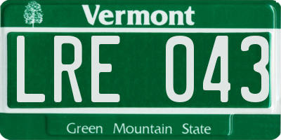 VT license plate LRE043