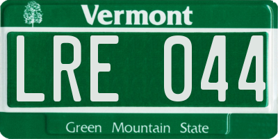 VT license plate LRE044
