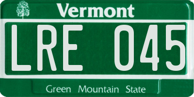 VT license plate LRE045