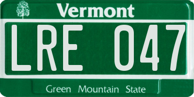 VT license plate LRE047