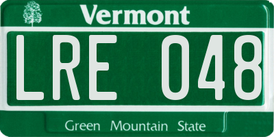 VT license plate LRE048