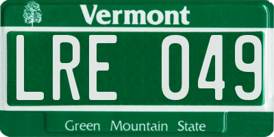 VT license plate LRE049