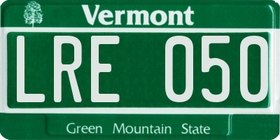 VT license plate LRE050