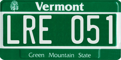 VT license plate LRE051