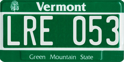 VT license plate LRE053