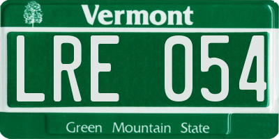 VT license plate LRE054
