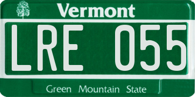 VT license plate LRE055