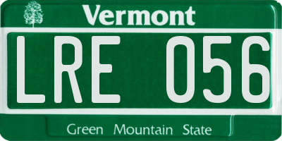 VT license plate LRE056