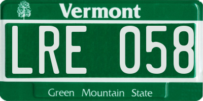 VT license plate LRE058