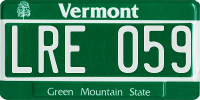VT license plate LRE059