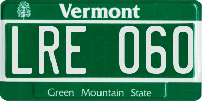 VT license plate LRE060