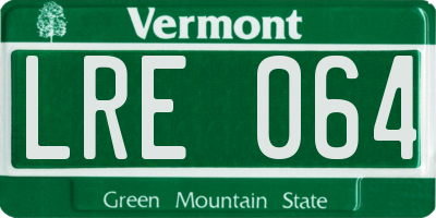 VT license plate LRE064