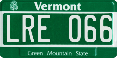 VT license plate LRE066
