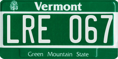 VT license plate LRE067