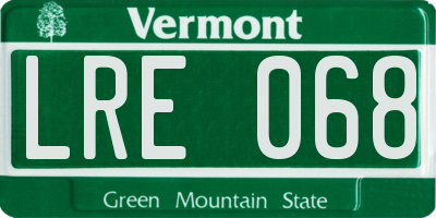 VT license plate LRE068