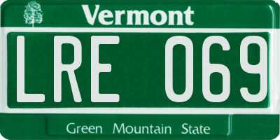 VT license plate LRE069