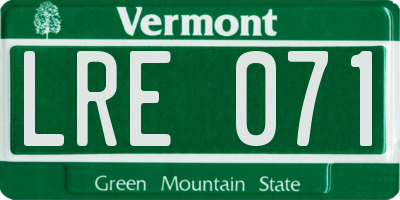 VT license plate LRE071