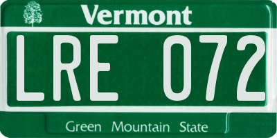 VT license plate LRE072