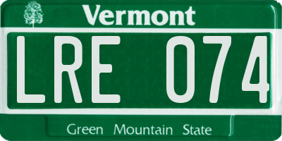VT license plate LRE074