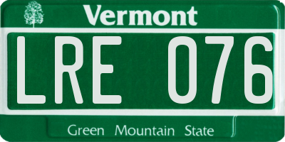 VT license plate LRE076
