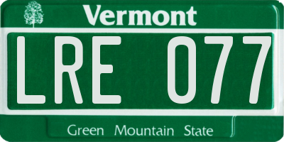VT license plate LRE077