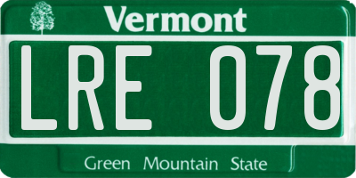 VT license plate LRE078