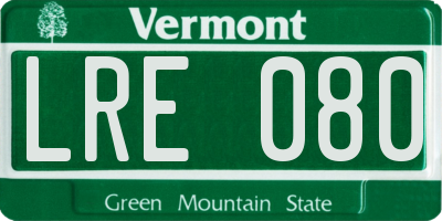 VT license plate LRE080