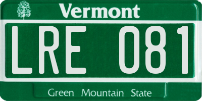 VT license plate LRE081