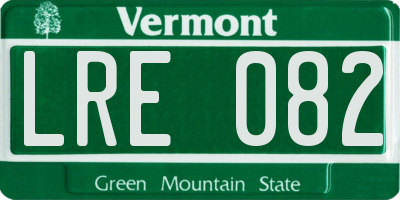 VT license plate LRE082