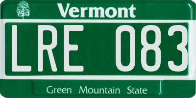VT license plate LRE083
