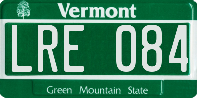VT license plate LRE084