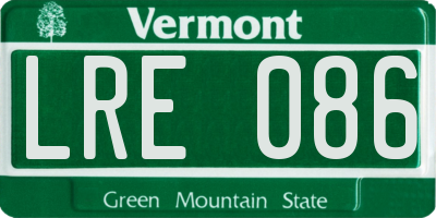 VT license plate LRE086