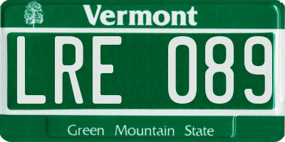 VT license plate LRE089