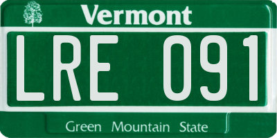 VT license plate LRE091