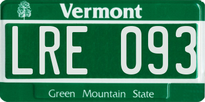VT license plate LRE093