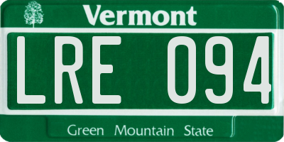 VT license plate LRE094
