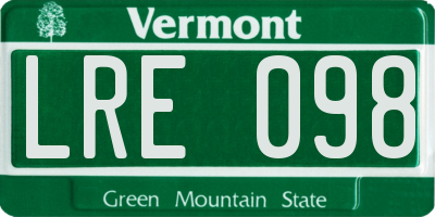VT license plate LRE098