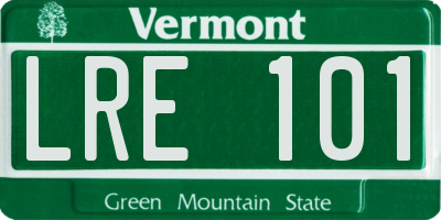 VT license plate LRE101