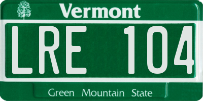 VT license plate LRE104