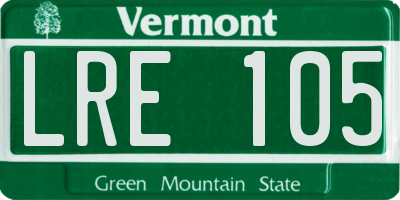 VT license plate LRE105